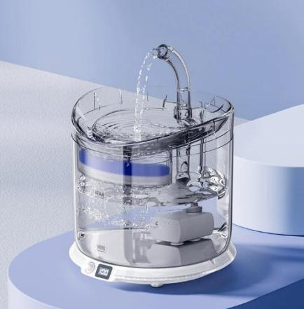 Simple curved-neck straight-tube pet smart water dispenser, with silent design and gentle water flow.