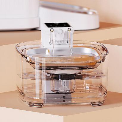  A smart pet water dispenser with timer and anti-dry-burn functions, featuring a visual display for easy operation.