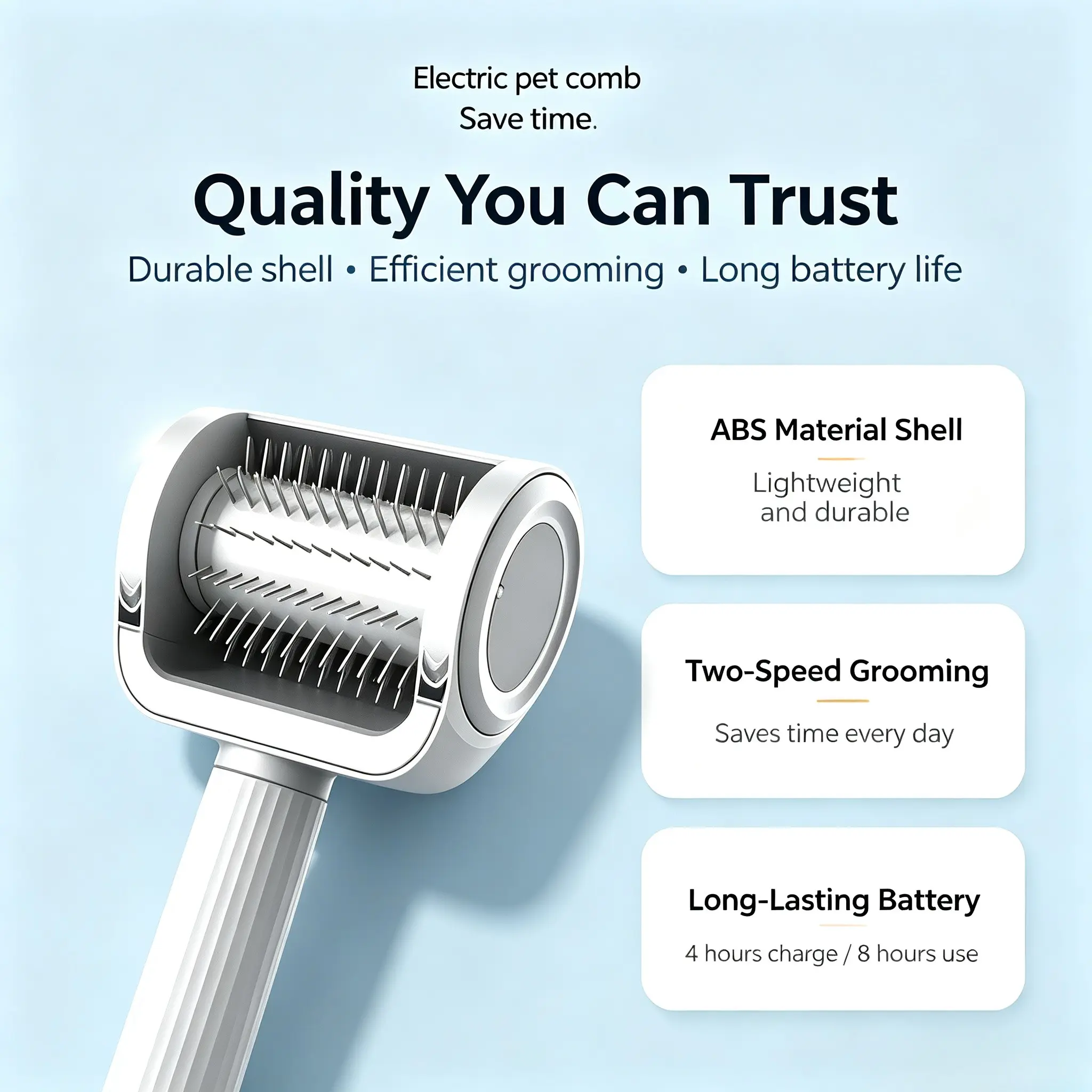Self-Cleaning Cat Brush for Shedding | Electric Pet Grooming Brush with Mess-Free Hair Collection - Image 8