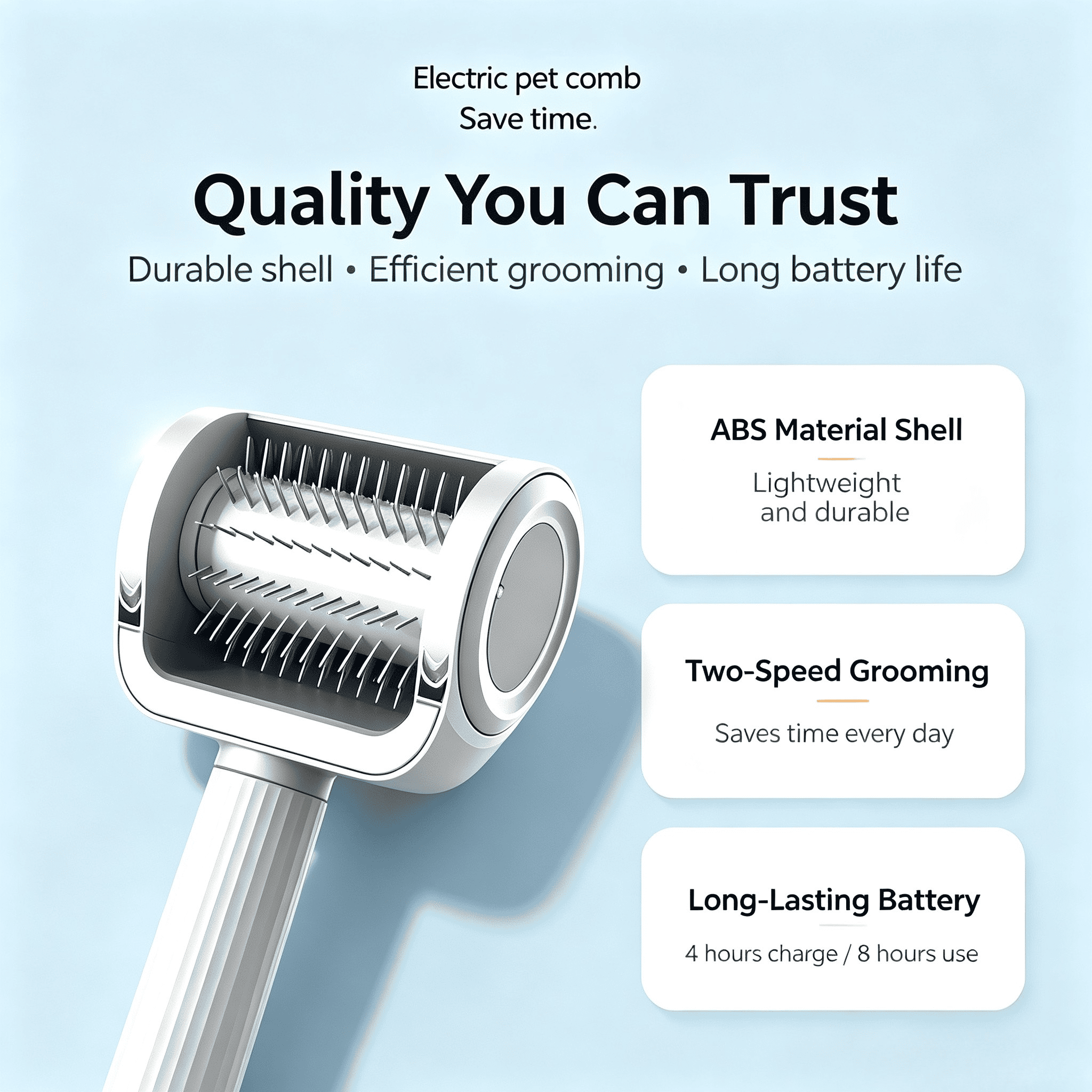 Self-Cleaning Cat Brush for Shedding | Electric Pet Grooming Brush with Mess-Free Hair Collection - Image 8