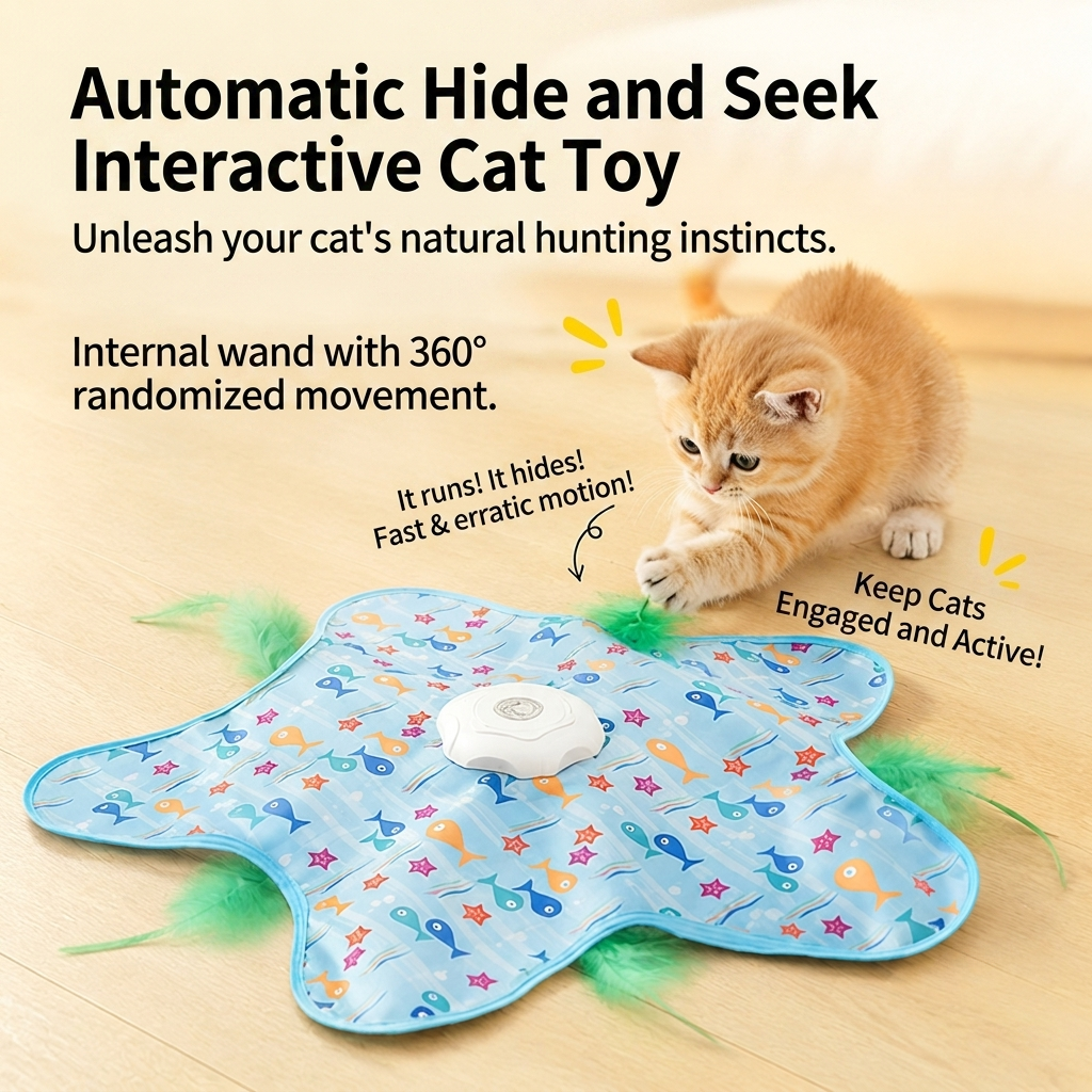 Automatic Hide and Seek Cat Toy | Interactive Feather Toy OEM Wholesale