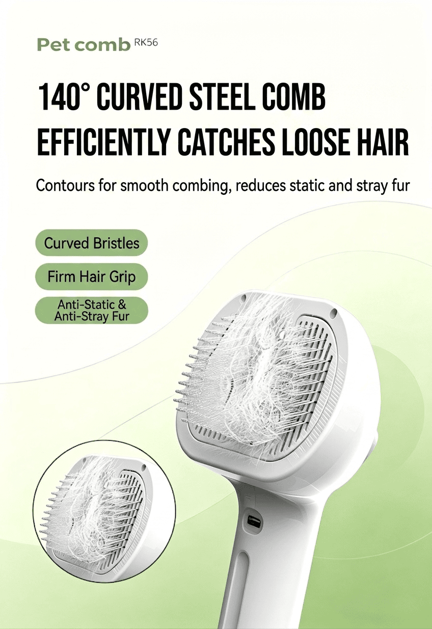 Wholesale OEM 3-in-1 Steamy Cat Brush for Dogs & Cats | Rechargeable Pet Brush - Image 3