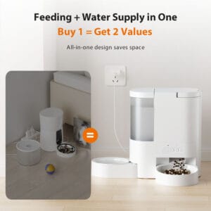 2-in-1 Automatic Pet Feeder & Water Dispenser with 4L Food Hopper & 3L Water Tank - Image 2