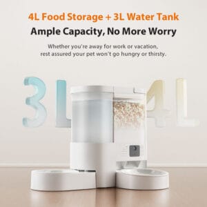 2-in-1 Automatic Pet Feeder & Water Dispenser with 4L Food Hopper & 3L Water Tank - Image 5