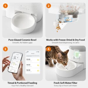 2-in-1 Automatic Pet Feeder & Water Dispenser with 4L Food Hopper & 3L Water Tank - Image 6